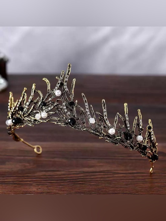 Gold and Black Pearl Branch Headband - Women Accessories